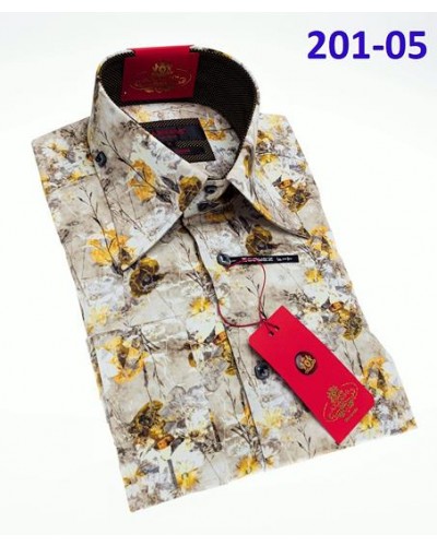 Men's Fashion Shirt by AXXESS - Yellow Flowers