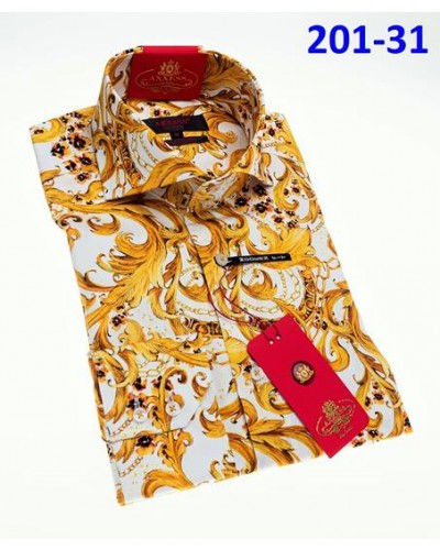 Men's Fashion Shirt by AXXESS - Baroque Wht/Gold