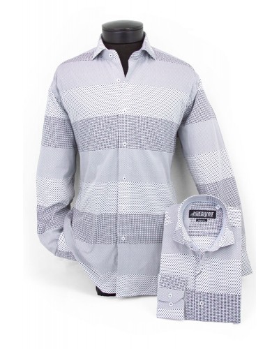 Giovanni Marquez Men's European Shirt - White / Blue Pin Dot a