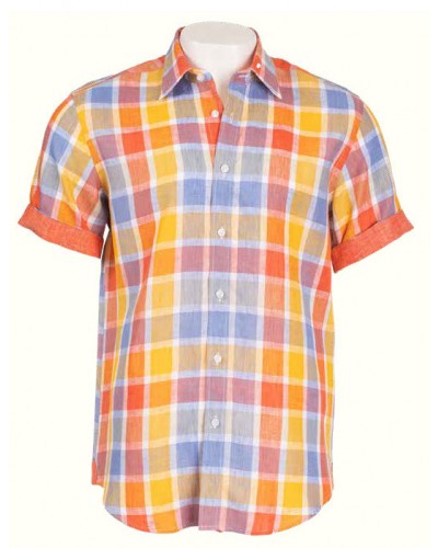 Men's 100% Linen S/S Shirt by Inserch / Merc - Tangy Orange