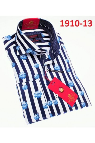Men's Fashion Shirt by AXXESS - Navy / Flower Stripe