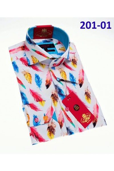 Men's Fashion Shirt by AXXESS - Feather Multi