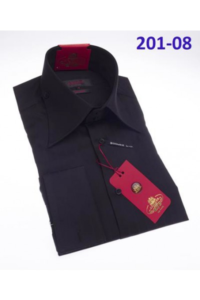 Men's Fashion Shirt by AXXESS - Black / Tab Collar