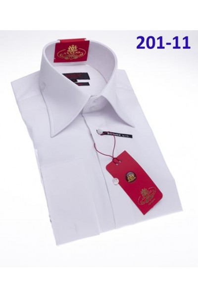 Men's Fashion Shirt by AXXESS - White / Tab Collar