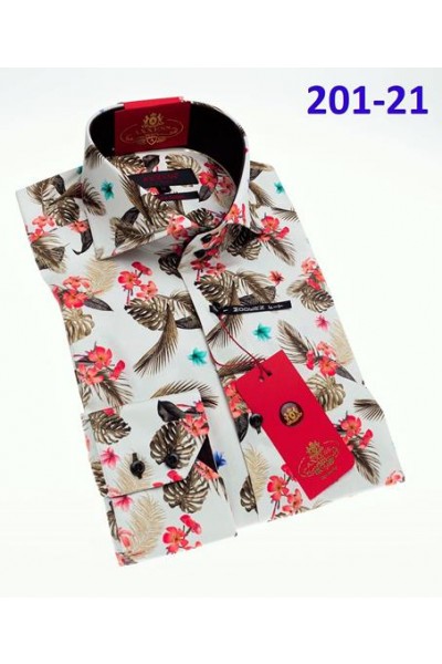 Men's Fashion Shirt by AXXESS - Brown Floral