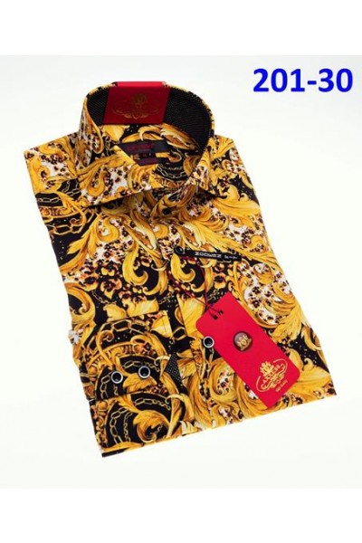 Men's Fashion Shirt by AXXESS - Baroque Blk/Gold