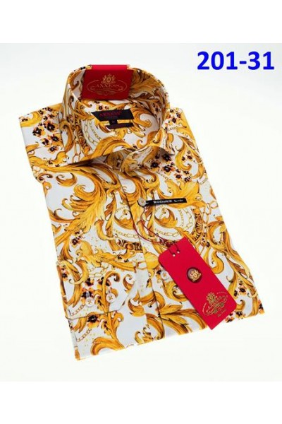 Men's Fashion Shirt by AXXESS - Baroque Wht/Gold