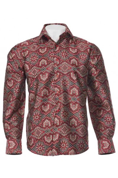 Men's Fashion Shirt by Merc/InSerch - Jacquard / Pattern Red a