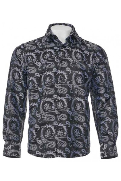 Men's Fashion Shirt by Merc/InSerch - Jacquard / Pattern Black