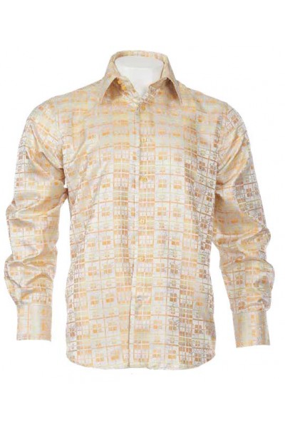 Men's Fashion Shirt by Merc/InSerch - Jacquard / Pattern Yellow a