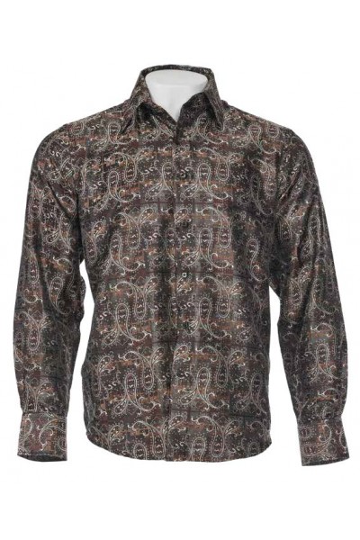Men's Fashion Shirt by Merc/InSerch - Jacquard / Pattern Brown a