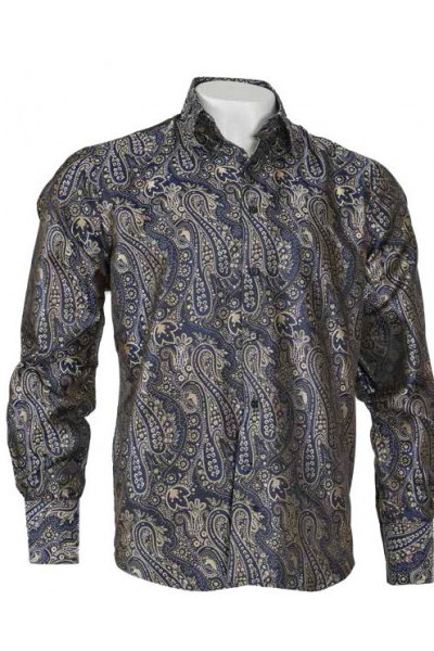 Men's Fashion Shirt by Merc/InSerch - Jacquard / Pattern Navy