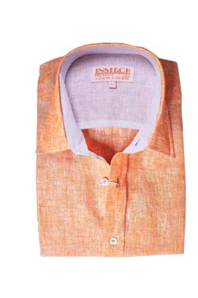 Men's 100% Linen S/S Shirt by Inserch / Merc - Papaya
