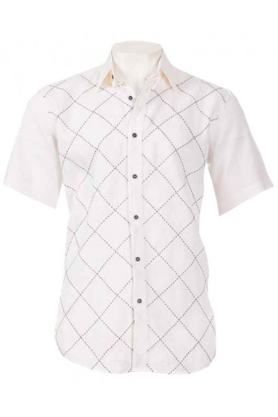 80410-02 White  Men's 100% Linen S/S Shirt by Inserch / Merc - Diamond Cut