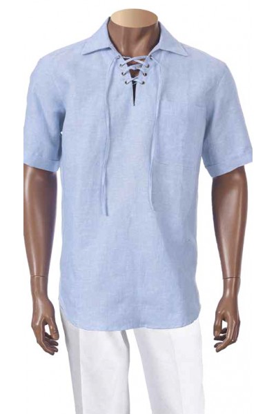 Men's 100% Linen S/S Shirt by Inserch / Merc - Lt Blue