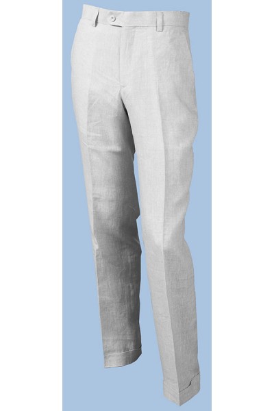 Men's 100% Linen Flat Front Pants by Merc/InSerch - Cuffed