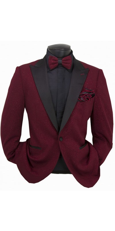 Giovanni Testi Slim Fit Tuxedo Suit - Glitter / Burgundy a