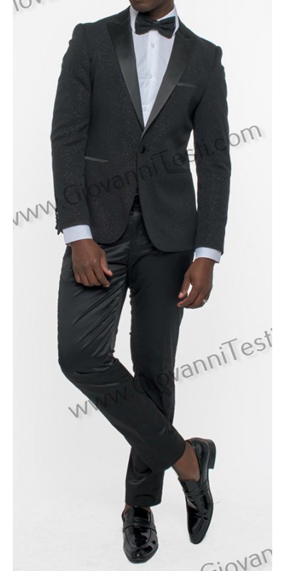 Giovanni Testi Slim Fit Tuxedo Suit - Glitter / Black a